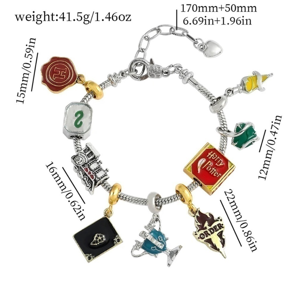 Silver Plated Harry Potter Order Of Phoenix Themed Charm Bracelet - Picture 3 of 6